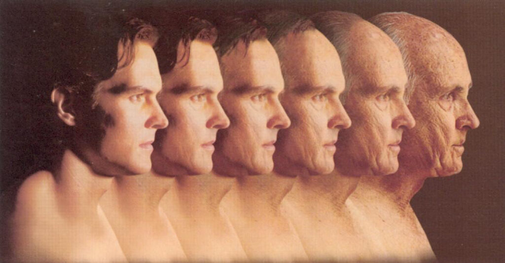 Aging progression of men illustrated by Dr. BCK Patel MD, FRCS